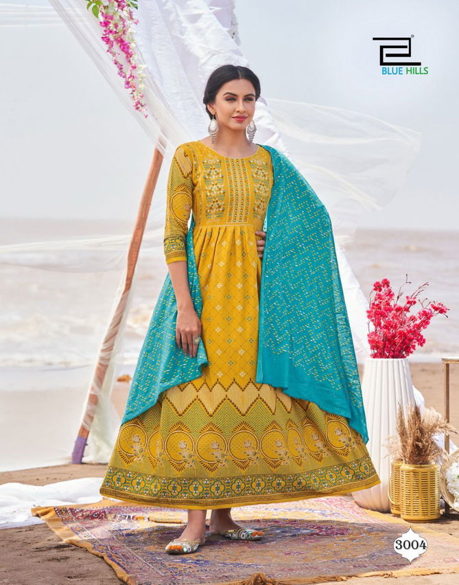 Blue Hills Walkway Dupatta Edition 3 Festive Wear Rayon Printed Kurtis Collection